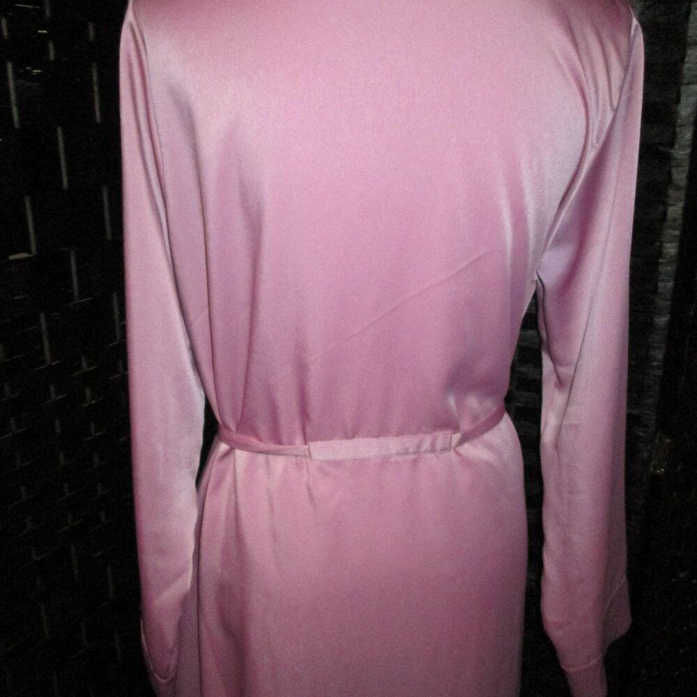 State of Day Notched Collar Crepe de Chine Self-Tie Robe Mauve Orchid NWT - Picture 7 of 7